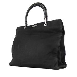 AUTHENTIC GUCCI NYLON BLACK SHOULDER BAG WITH BAMBOO HANDLE
